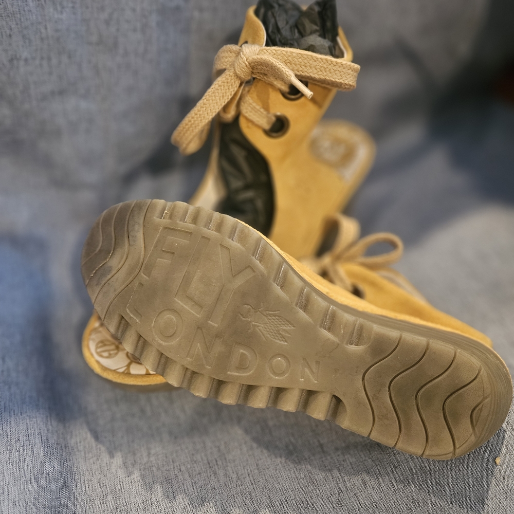 Fly London Yellow Lace-Up Wedges - Picture 2 of 3
